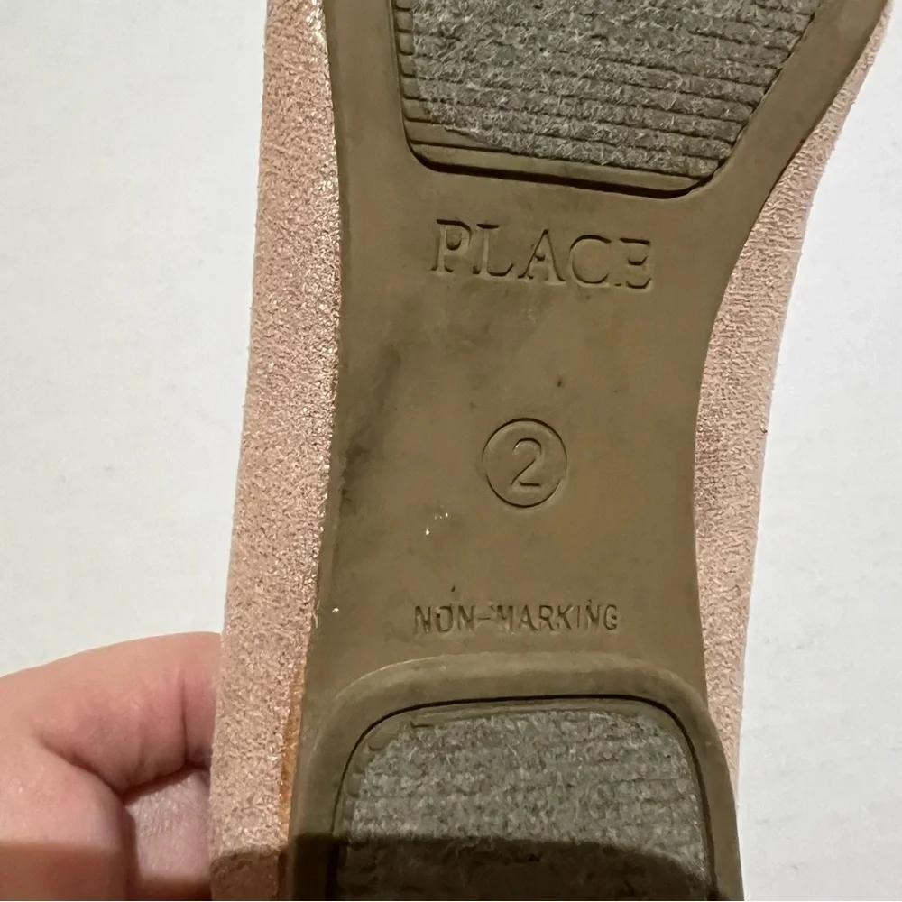 The Children’s Place Girls‎ Gold Glitter pink Ballet Flats Ankle Strap Size 2